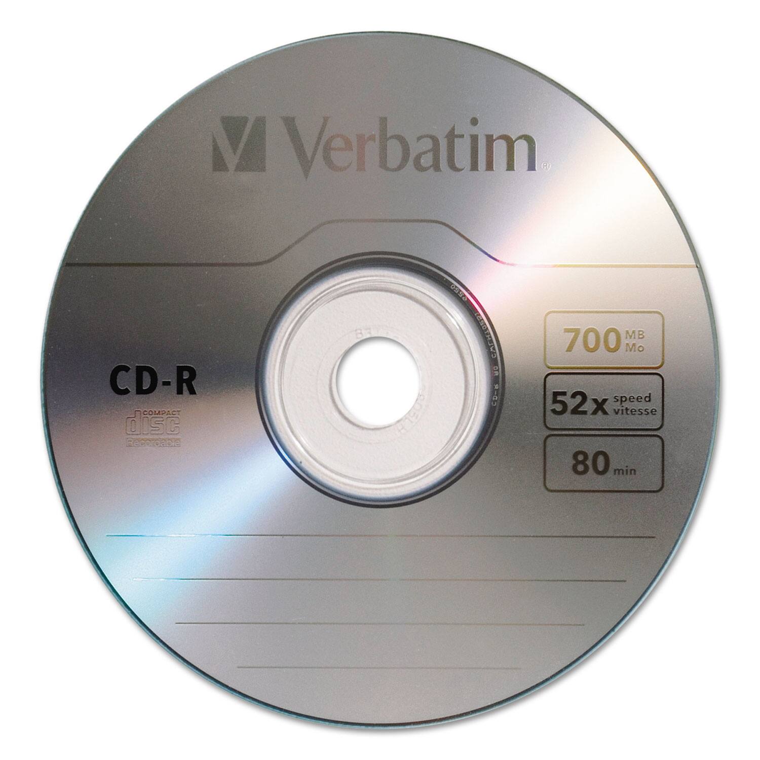 Verbatim  
CD-R  
COMPACT disc  
700 MB  
52x speed / vitesse  
80 min