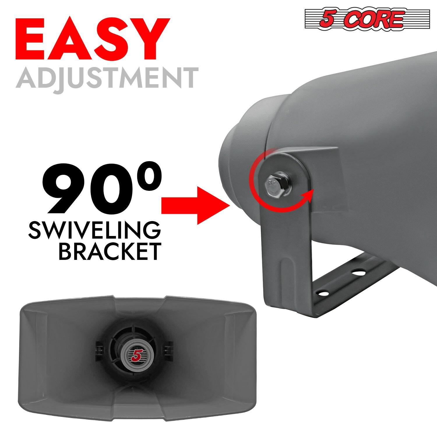 EASY ADJUSTMENT  
90° SWIVELING BRACKET  
5 CORE