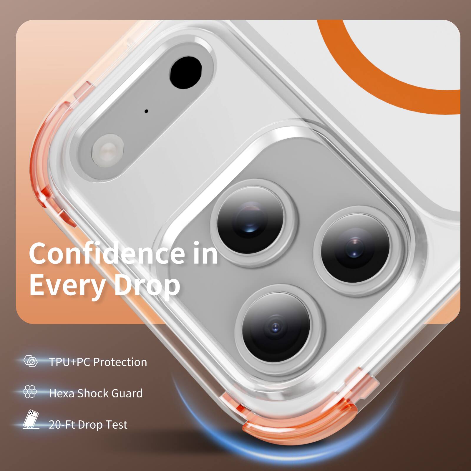 Confidence in Every Drop

TPU+PC Protection

Hexa Shock Guard

20-Ft Drop Test