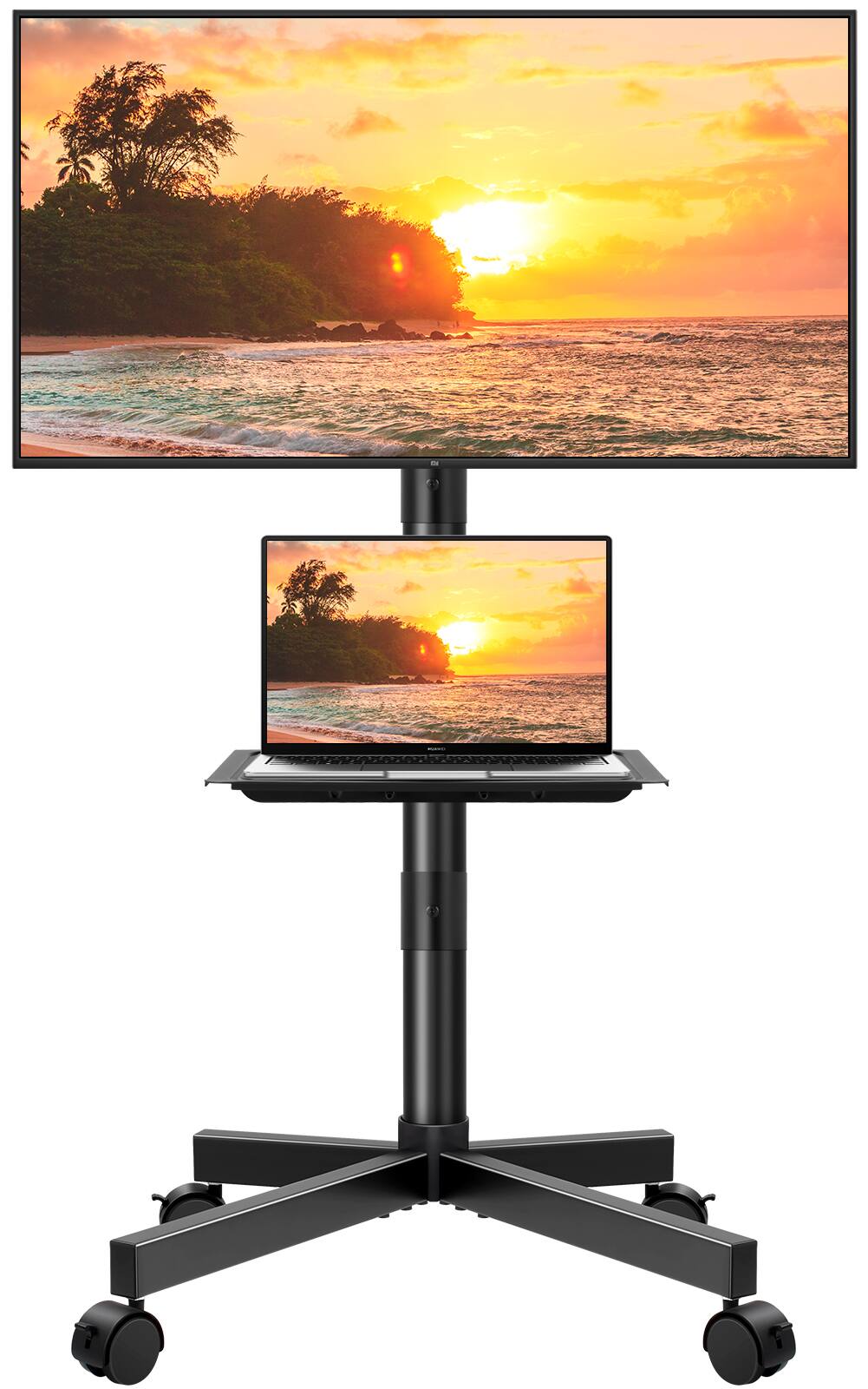 Alt View 1. KKTONER - KKTONER Mobile TV Cart for 23 to 65 inch LCD LED Flat Screen/Curved TVs Floor TV Stand on Wheels with Height Adjustable - Black.