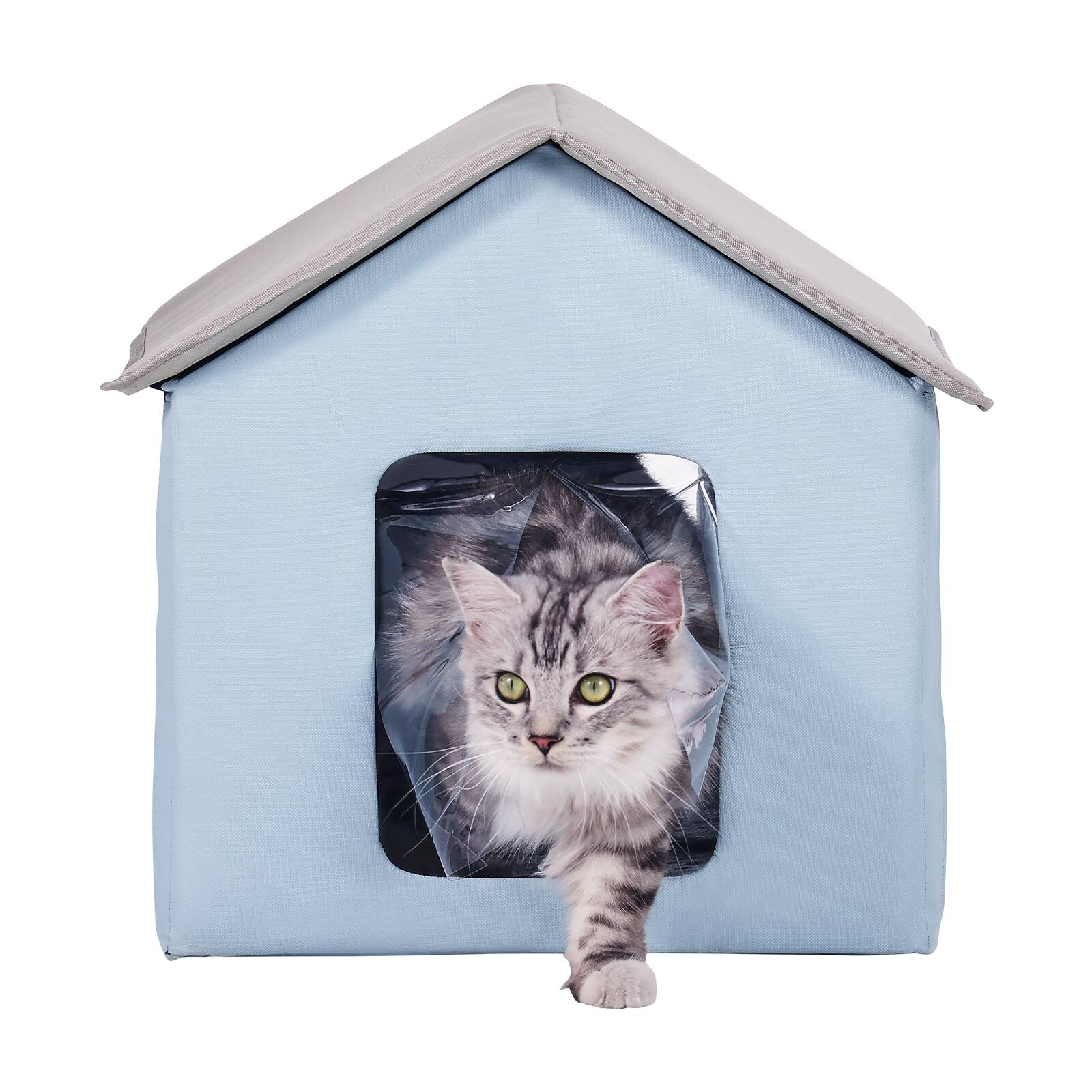 Alt View 5. VEVOR - Heated Cat House, Outdoor Kitty Shelter with Timer, 600D Oxford Cloth Foldable Cat Shelter with Heated Pad.
