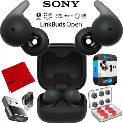 SONY
22 HRS BATTERY LIFE
OPEN DESIGN
DSEE REALITY
360 REALITY AUDIO
Water Resistant
LinkBuds Open
CPS
1 YR EXTENDED PROTECTION