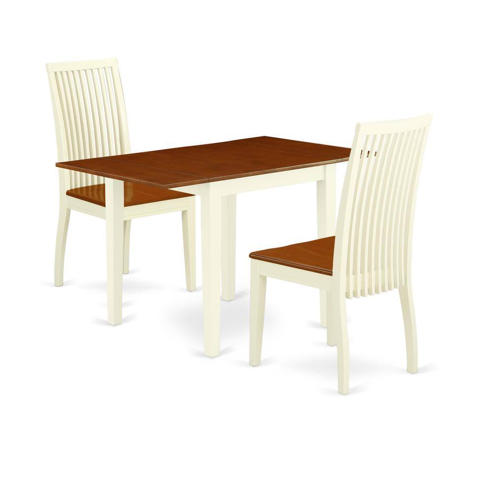 Front. East West Furniture - Dining Room Set Buttermilk & Cherry - Brown.