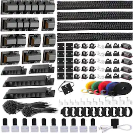 THIRSTY TURTLE - Cable Management Kit, Black – Sleeves, Clips & Cable Ties (327-Pc)