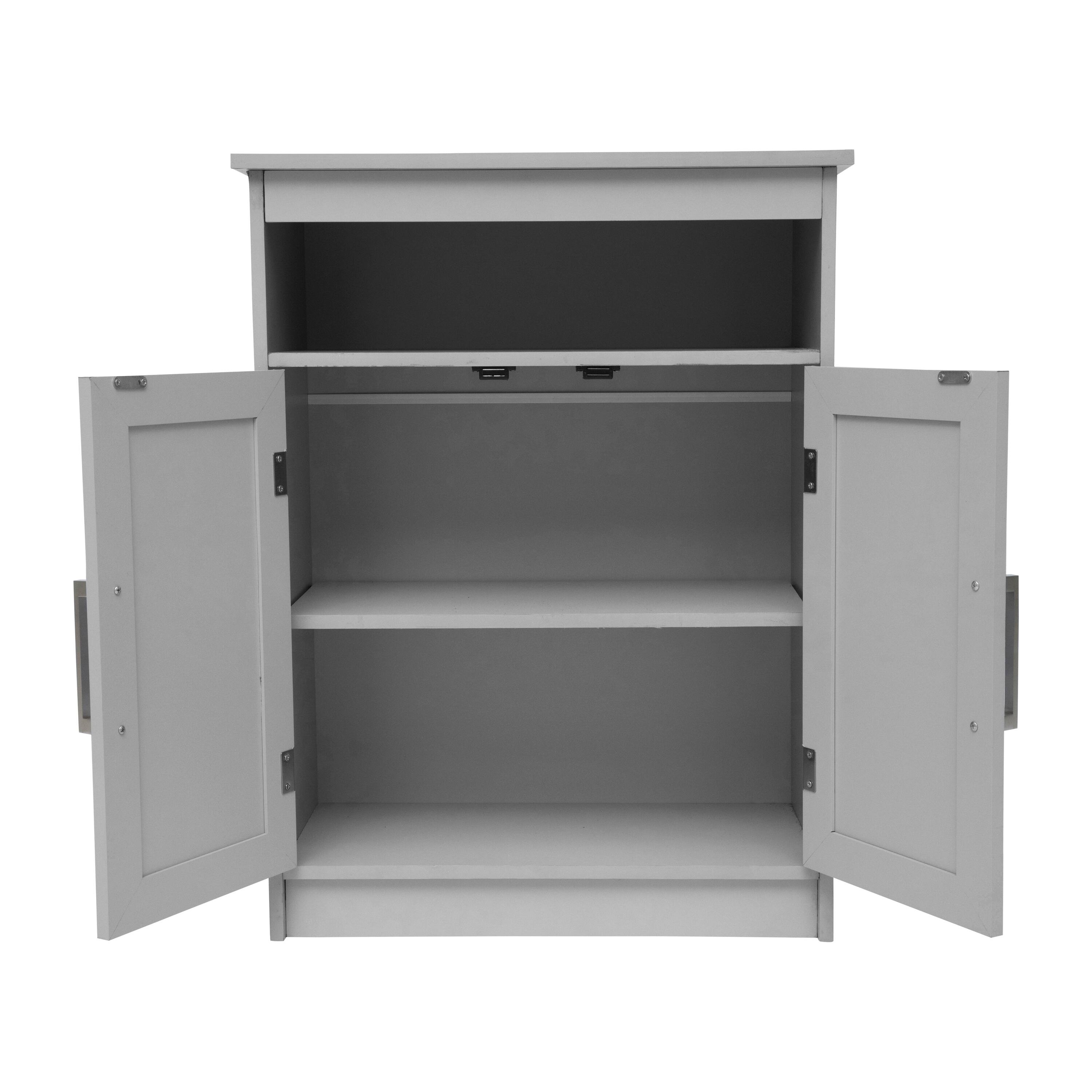 Alt View 9. Emma + Oliver - Vesta Bathroom Storage Cabinet Organizer with Adjustable In-Cabinet Shelf, Magnetic Closure Doors, and Upper Open Shelf - Gray.
