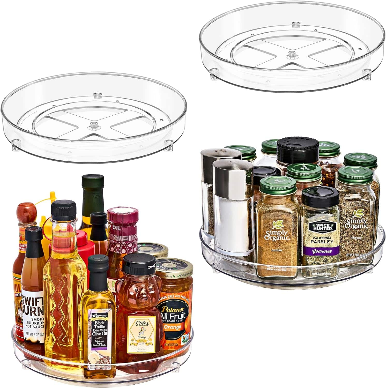 Sorbus - 9 Inch Flat Lazy Susan Organizer, Turntable Organizer for Spice Organization for Cabinet, Lazy Susan - Clear
