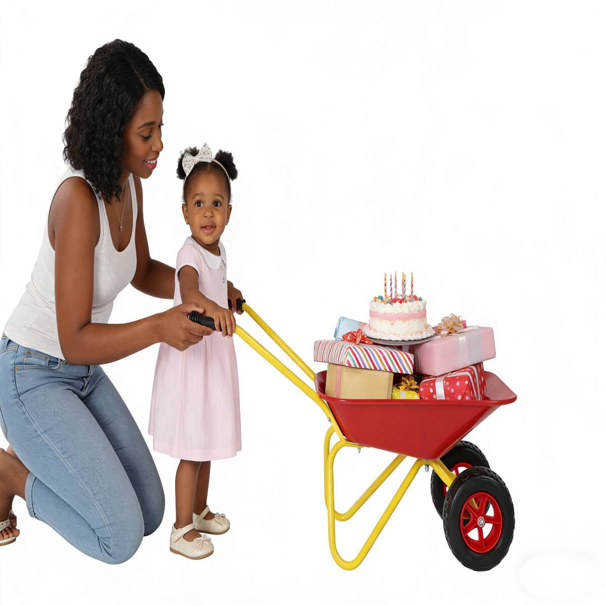 Alt View 7. Loheer - Loheer Kids Metal Wheelbarrow Two Wheel Garden Cart for Children 33 LBS Capacity Red.