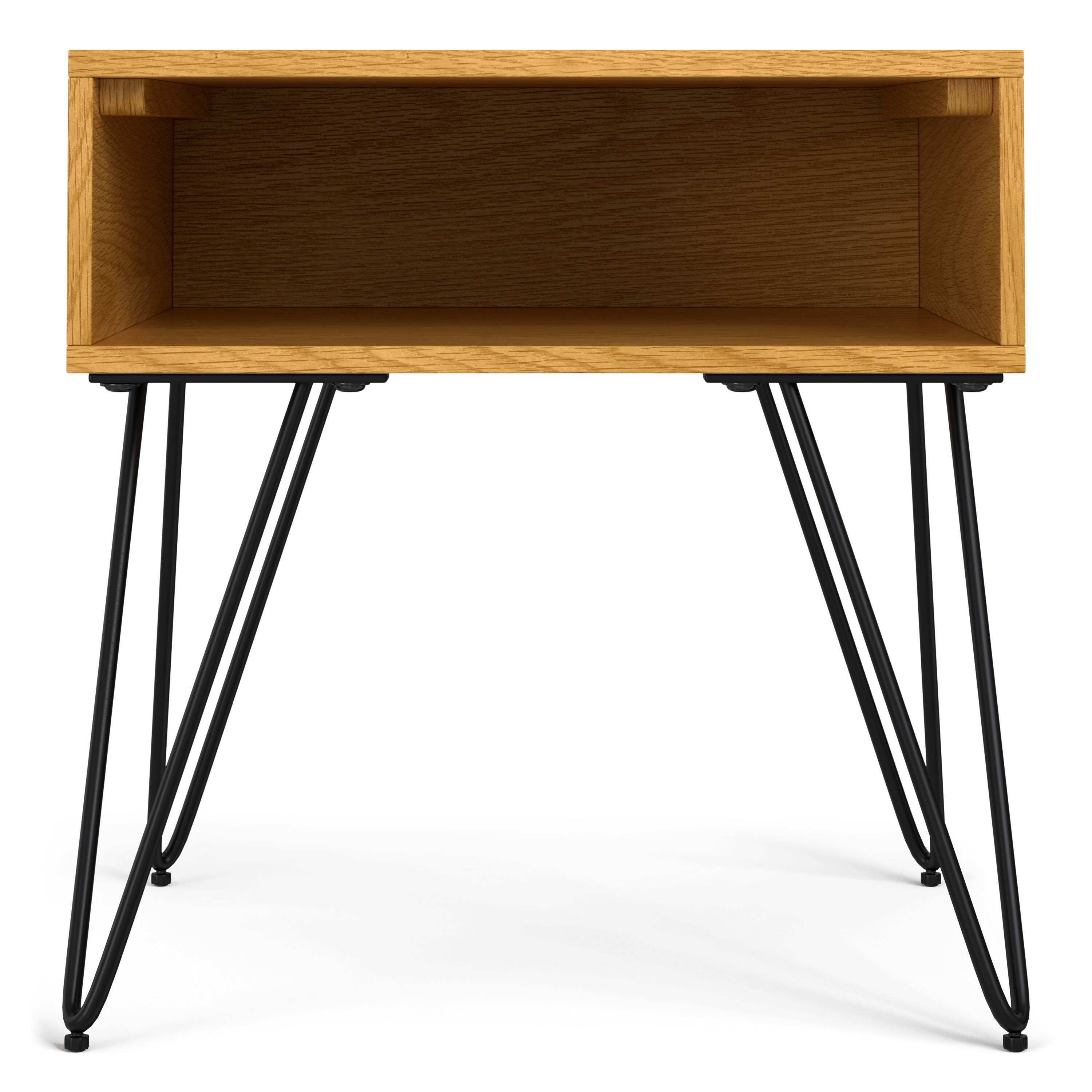 Left. Simpli Home - Hunter Industrial 22 inch Wide Metal End Table in Oak Veneer - Oak Veneer.