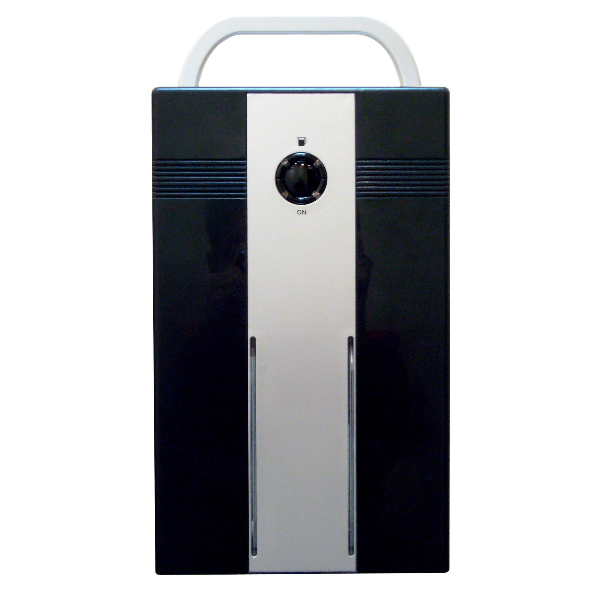 Front. SPT - Mini Thermo-Electric Dehumidifier - Black and silver.