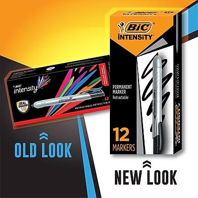 **OLD LOOK**
- BIC INTENSITY
- PERMANENT MARKER
- SEAL & GOARD
- Retractable
- 12 MARKERS

**NEW LOOK**
- BIC INTENSITY
- PERMANENT MARKER
- Retractable
- 12 MARKERS