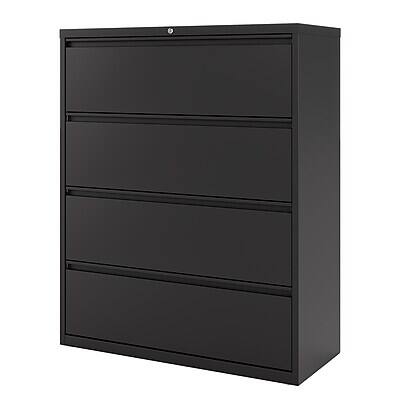 Alt View 2. Staples - 4-Drawer Lateral File Cabinet, Letter/Legal Size, Lockable, 52.36"H x 42"W x 18.62"D - Black.