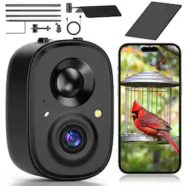 CoolFly - x Richbird - 2.5K HD Smart Bird Camera with AI Recognition, Solar Panel, and Pole Mount - Black