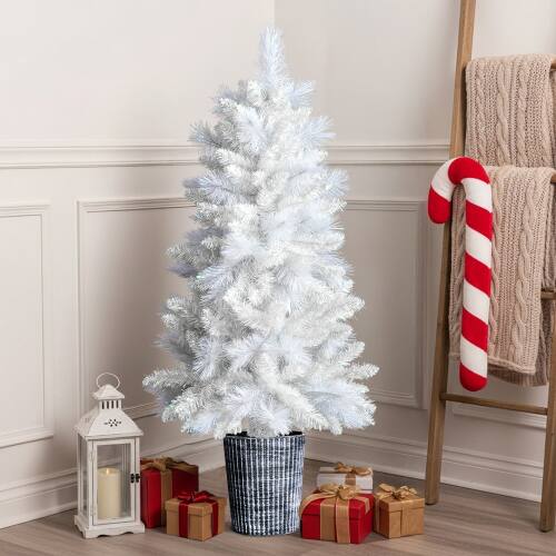 Alt View 7. Winado - 2PCS 4FT Artificial Christmas Flocked Small Tree with Plastic Pot Stand, Branch for Indoor Holiday Party Room Decoration - White.