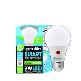 Greenlight - Greenlite A19 E26 (Medium) LED Dusk to Dawn Bulb Bright White 60 Watt Equivalence 1 pk