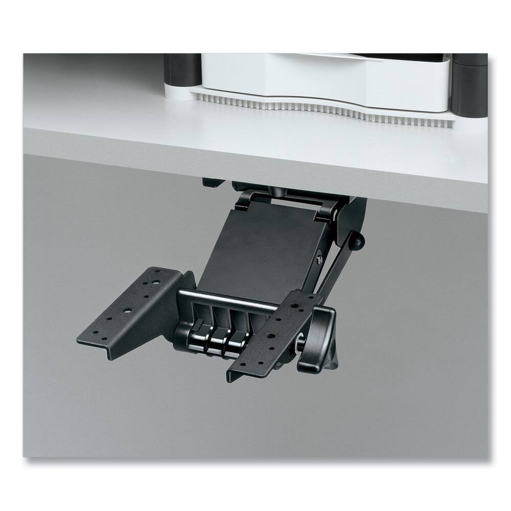 Left. Fellowes - Fellowes Mfg Co. 93841 Adjustable Standard Keyboard Platform - Graphite/Black - Graphite/Black.