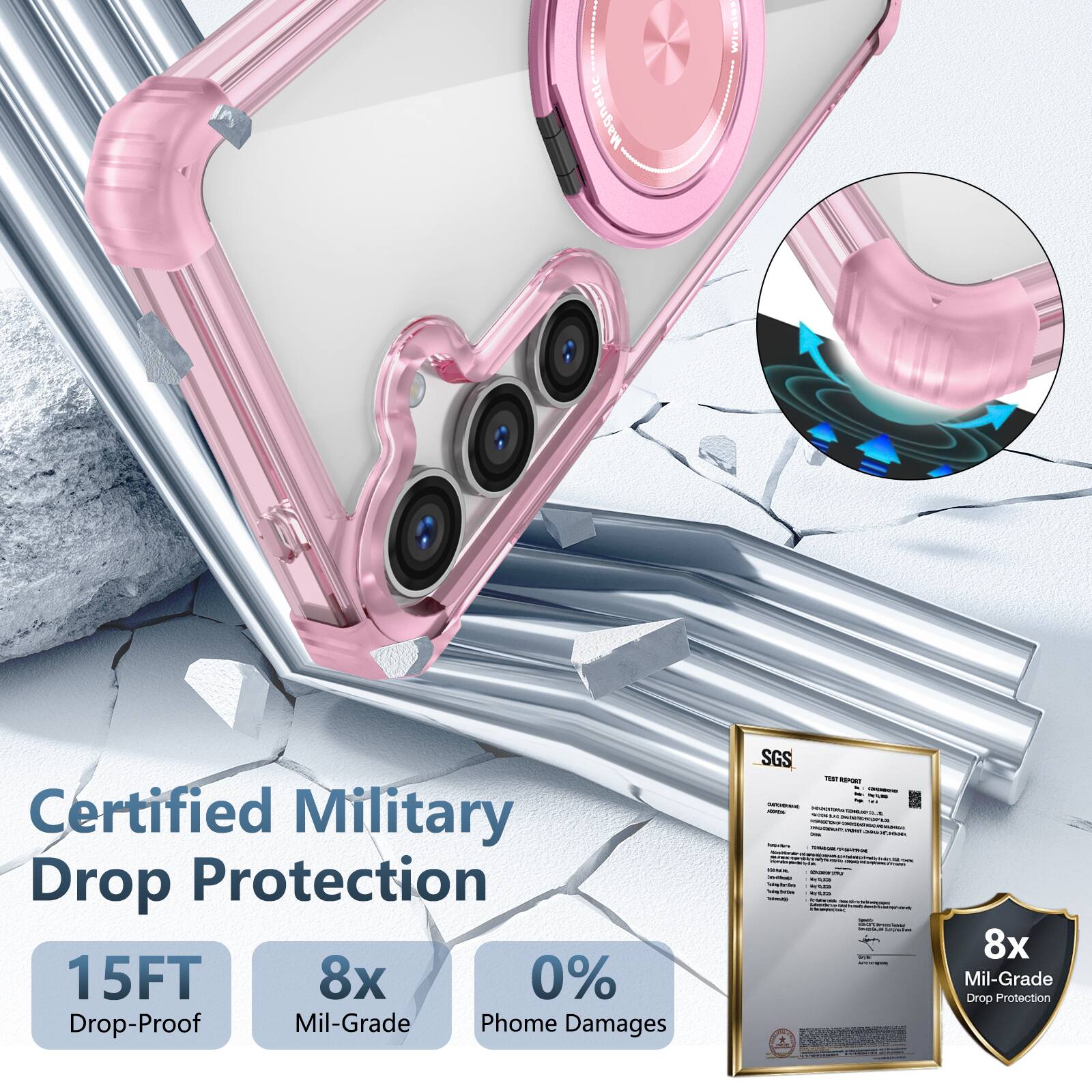 In | Magnetic Wireless Certified Military Drop Protection 15FT 8x 0% Drop-Proof Mil-Grade Phone Damages SGS FeeT - 8x Mil-Grade Drop Protection