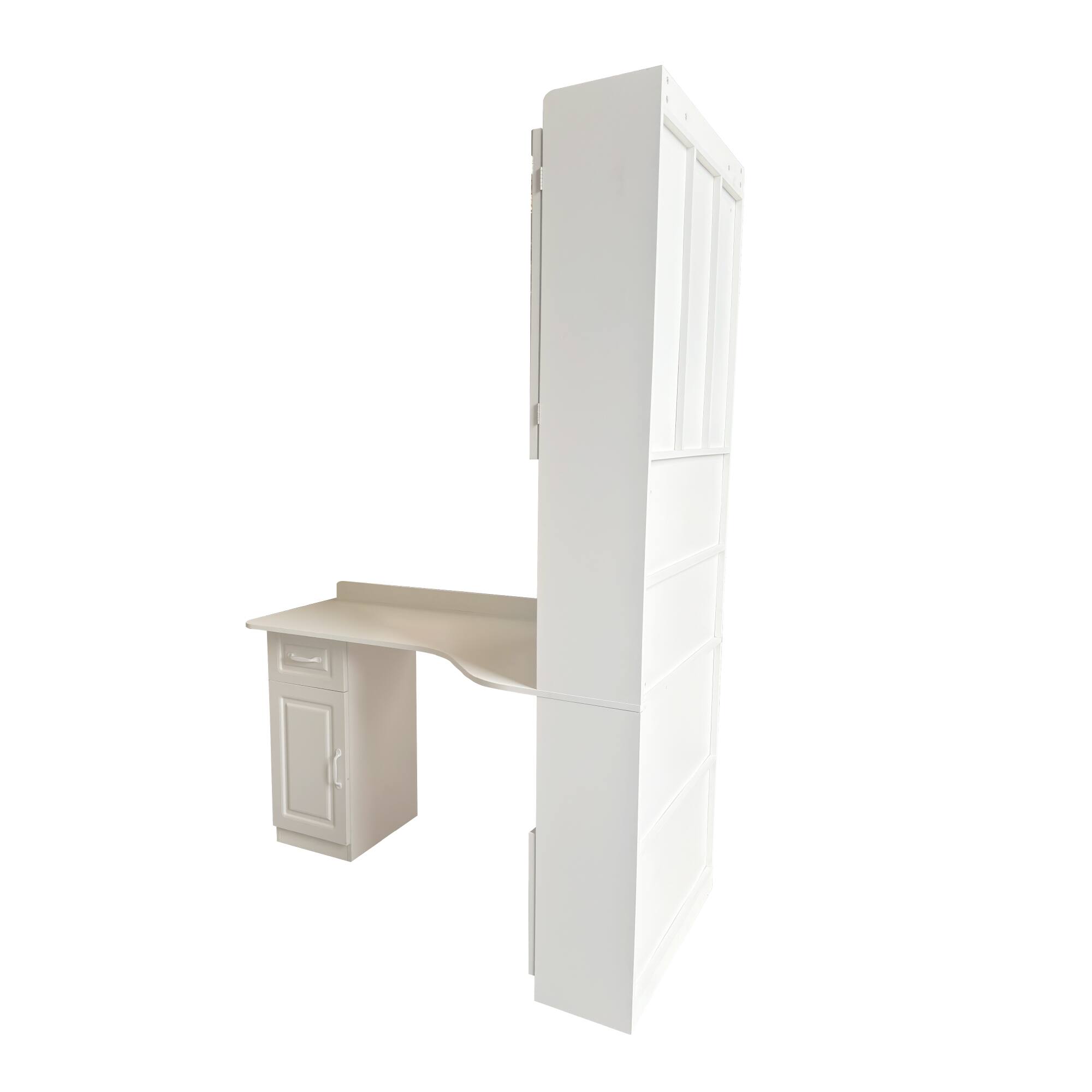 Alt View 2. TinyHomie - L-Shaped Corner Computer Desk for Home Office or Study desk Study with Drawers Bookshelf and Hutch 2-in-1 Working Space - White.