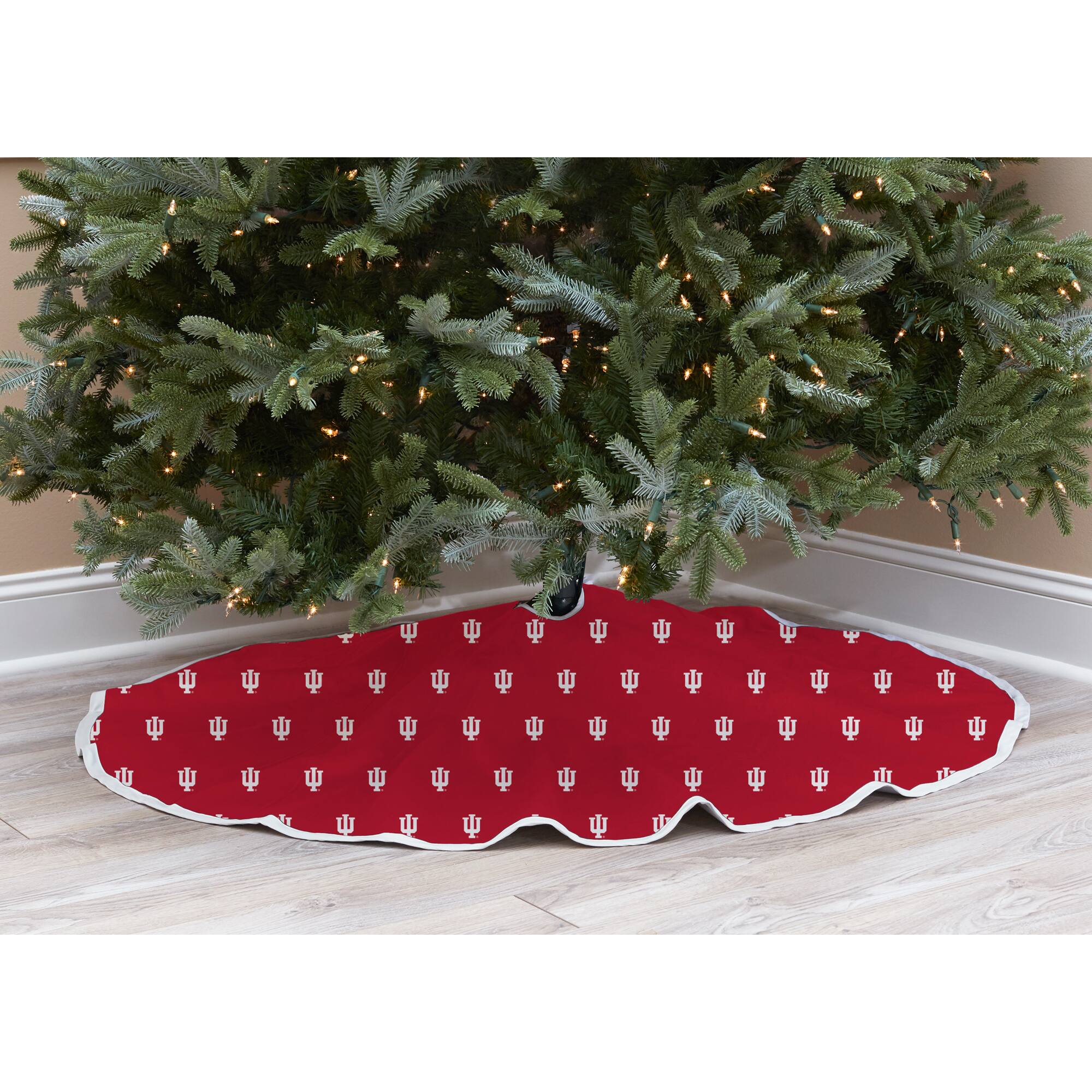 Alt View 1. Pegasus - Indiana Hoosiers Microplush Christmas Tree Skirt - Multicolor.