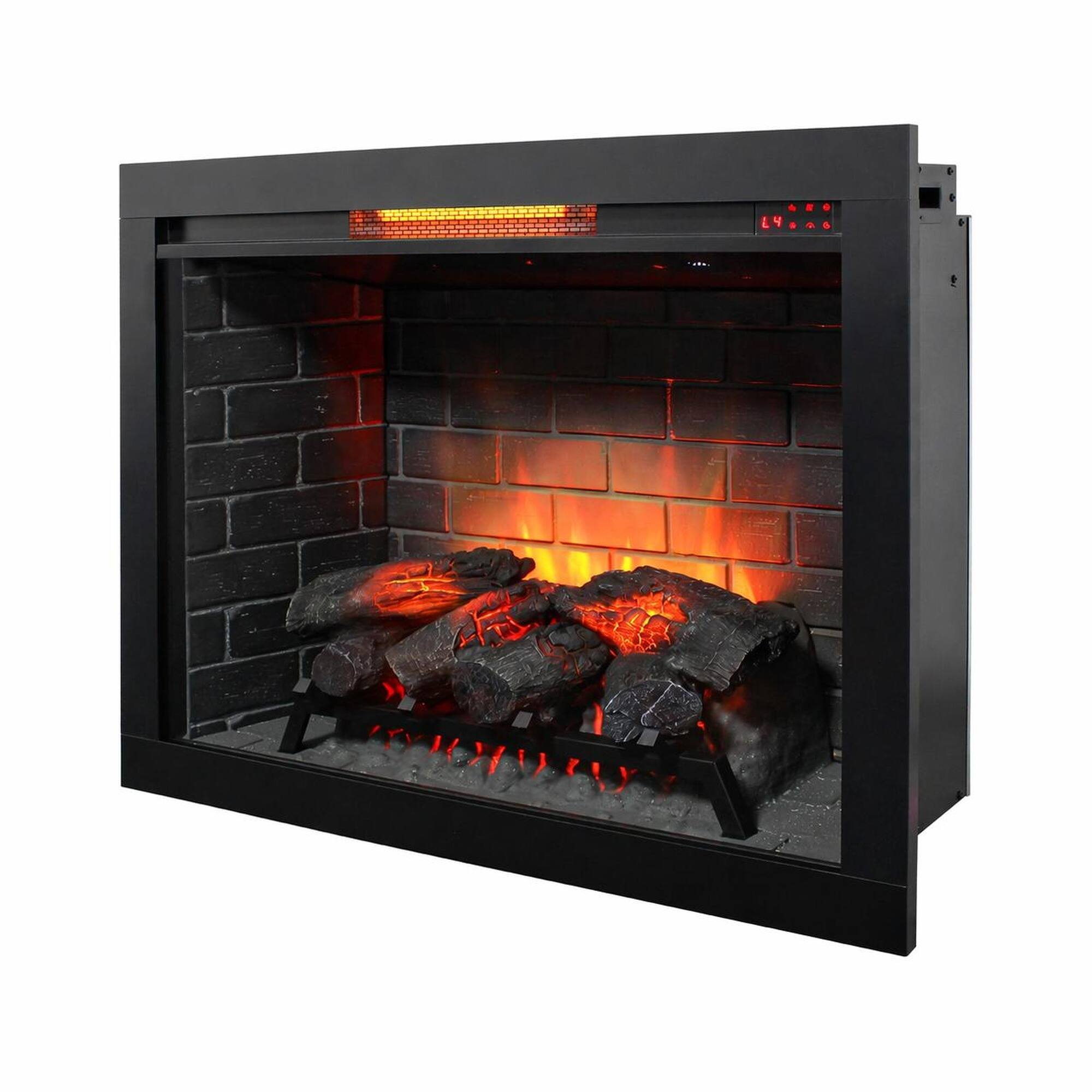 Front. RYHNUYNE - 33 Inch Infrared Electric Fireplace with Removable Trim Kit Insert & Touch Panel for Living Room - Antique Black.