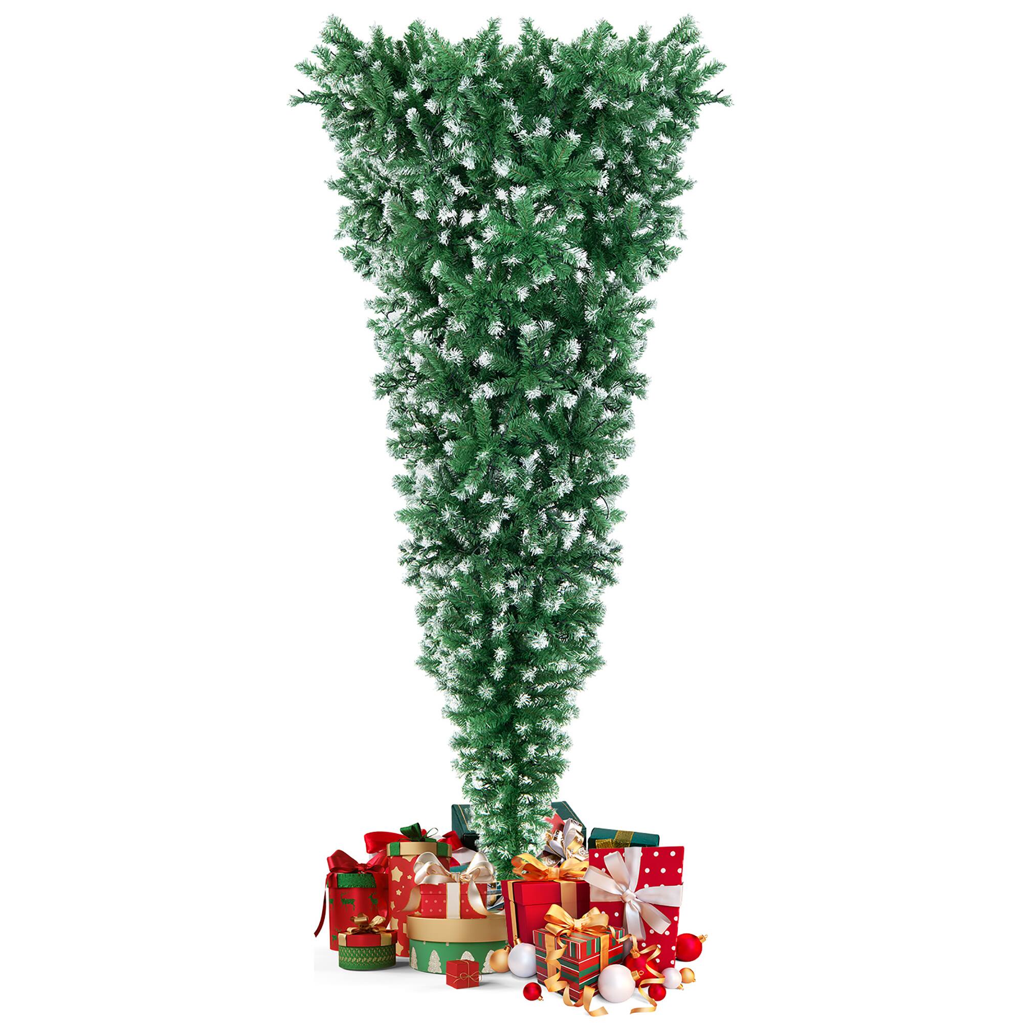 Alt View 19. Costway - 7.5FT Pre-Lit Snowy Upside Down Christmas Tree 1100 Tips w/ 400 Lights & 8 Modes - Green.
