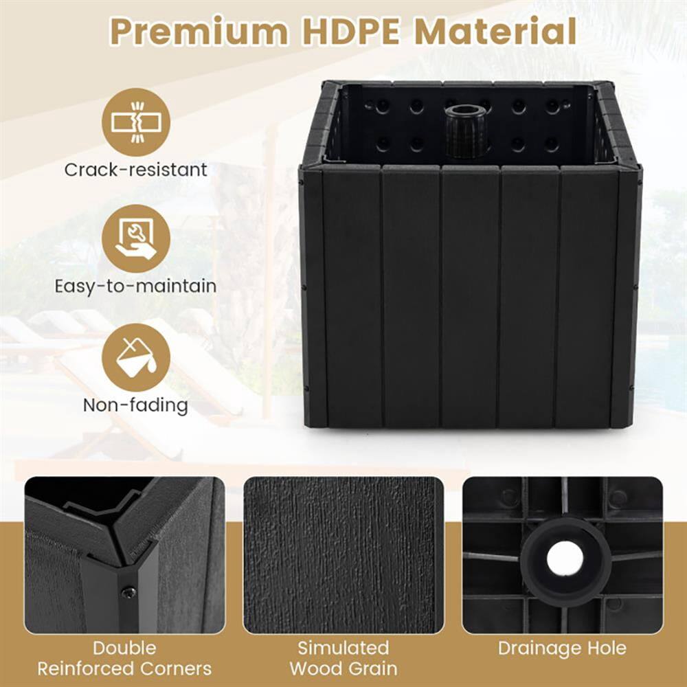 Premium HDPE Material  
- Crack-resistant  
- Easy-to-maintain  
- Non-fading  
- Double Reinforced Corners  
- Simulated Wood Grain  
- Drainage Hole
