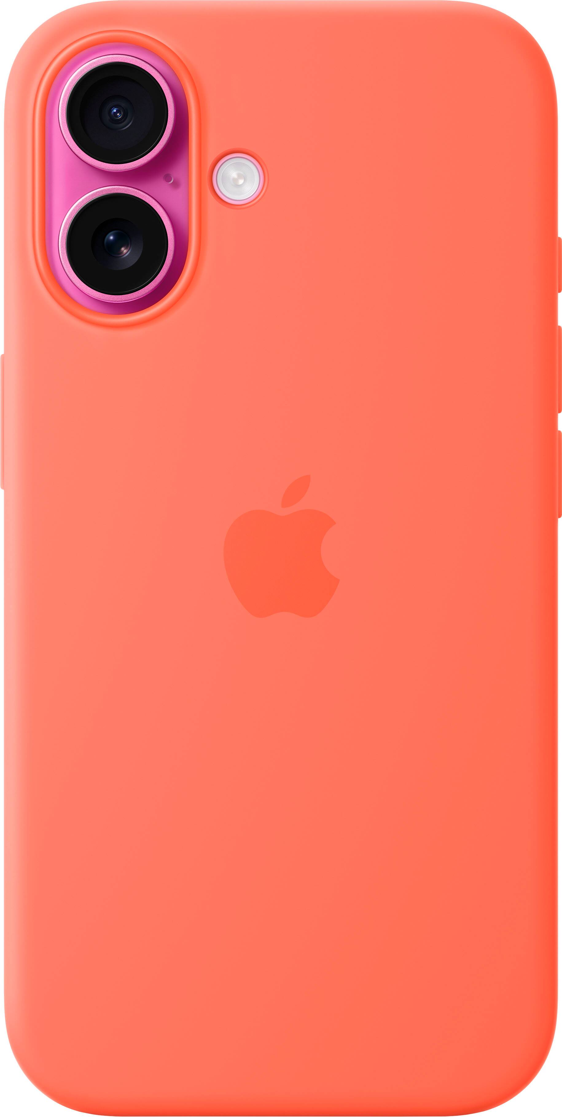 Back. Apple - iPhone 16 Silicone Case with MagSafe - Tangerine.