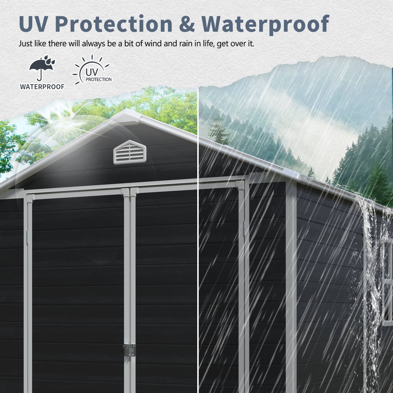 UV Protection & Waterproof

Just like there will always be a bit of wind and rain in life, get over it.

WATERPROOF UV PROTECTION