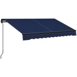 Outsunny - 8' x 6.5' Retractable Awning, Patio Awning Sunshade Shelter with Manual Crank Handle, 280gsm UV Resistant Fabric - Blue