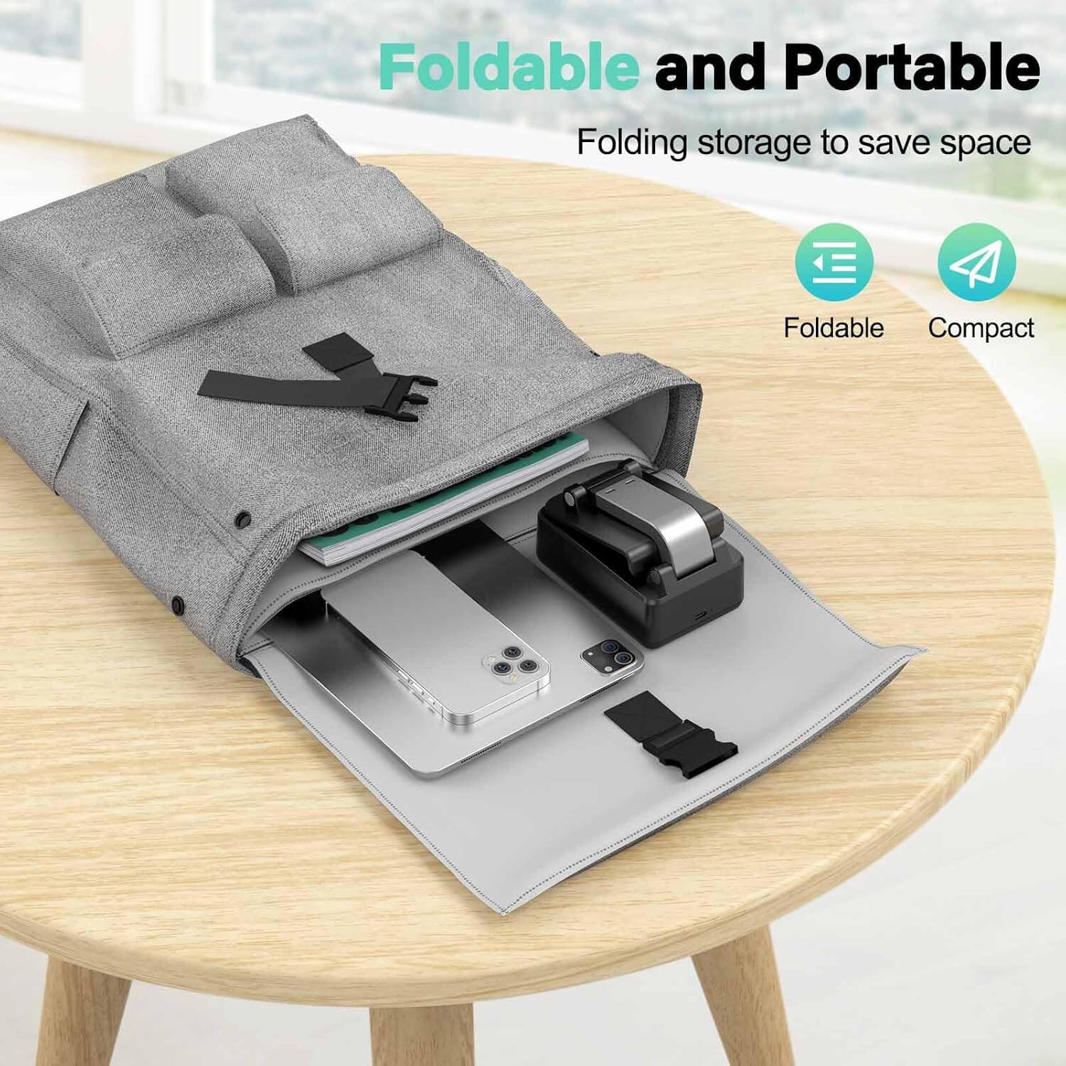 Foldable and Portable  
Folding storage to save space  

Foldable  
Compact