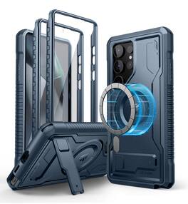 Dexnor - Magnetic Case for Samsung Galaxy S24 Ultra Compatible with Magsafe Bumper Rugged Shockproof Full-Body Protective Cover - Navy Blue