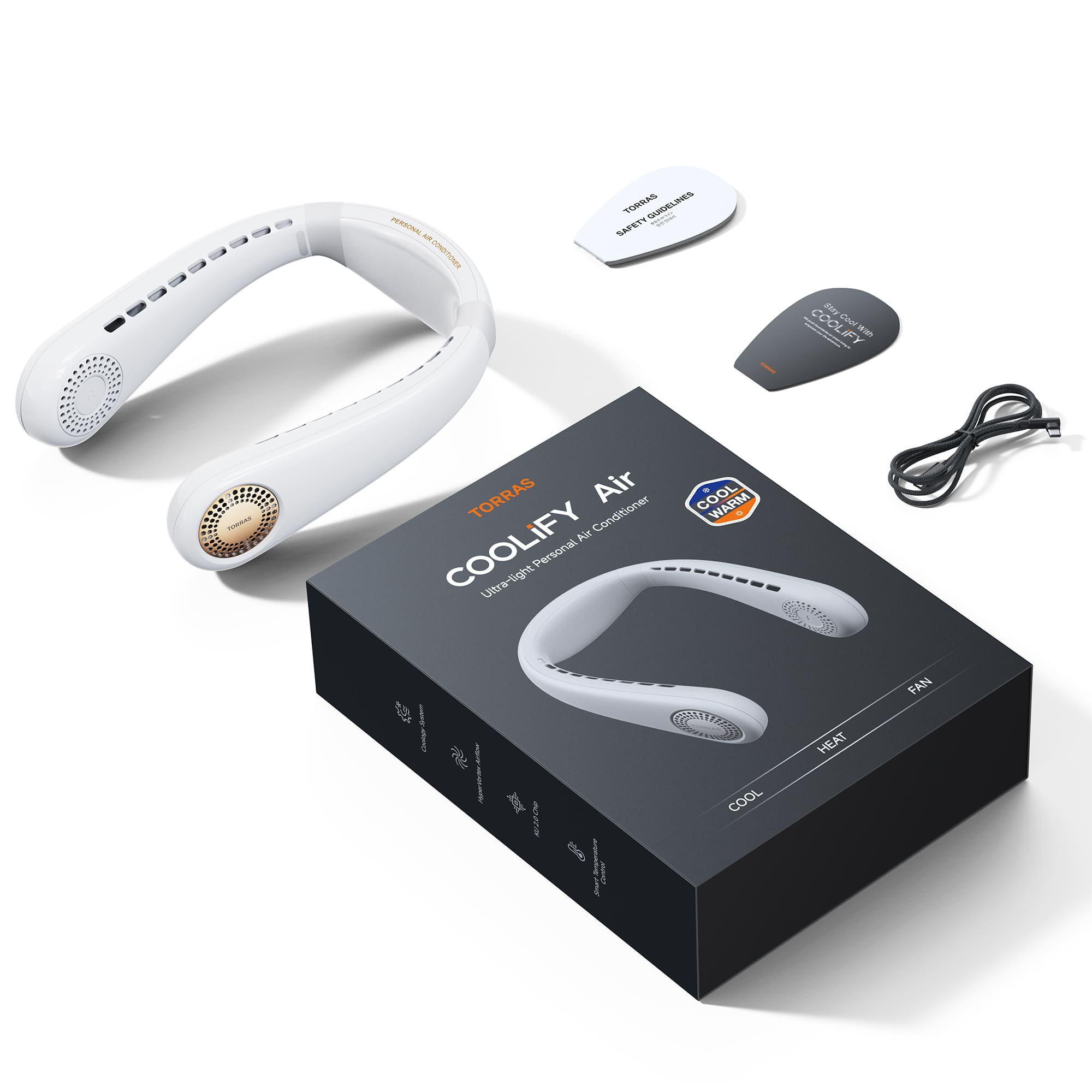 Alt View 16. TORRAS - COOLiFY Air Neck Air Conditioner 5000mAh - Golden White.