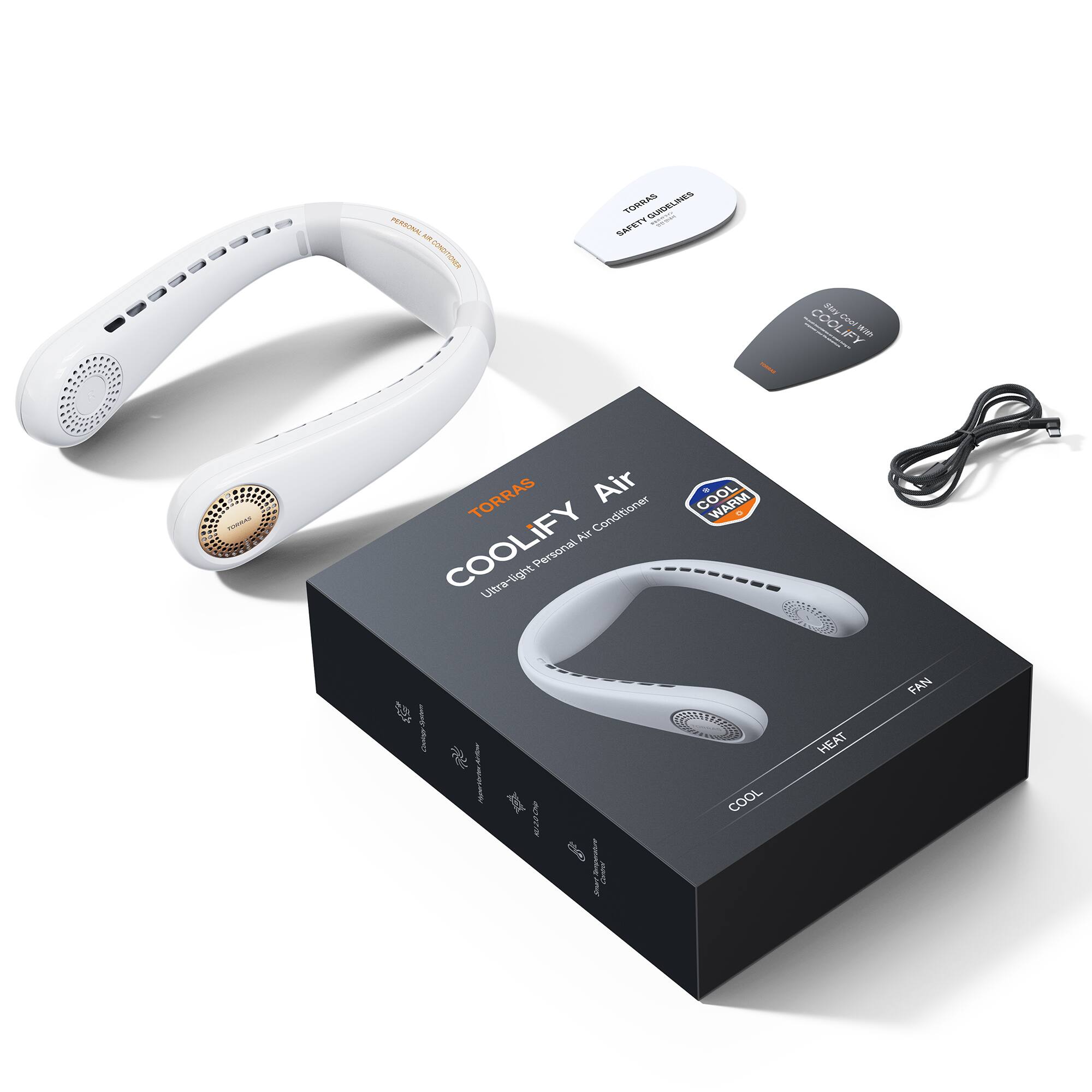 Alt View 16. TORRAS - COOLiFY Air Neck Air Conditioner 5000mAh - Golden White.