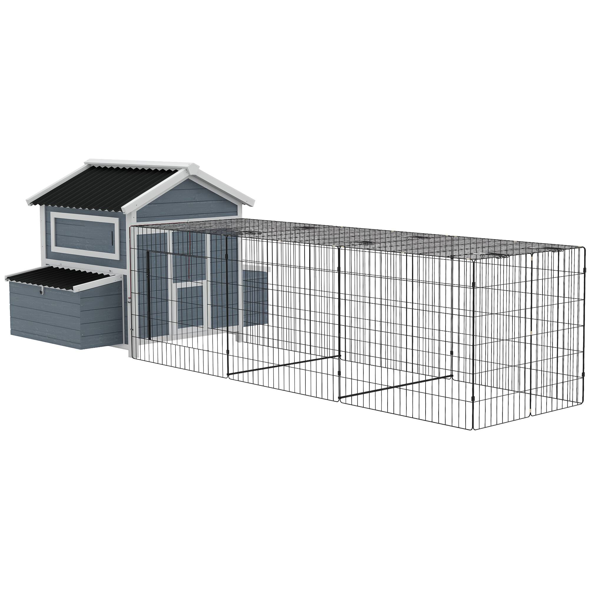 Front. Pawhut - 11' x 5' x 3.5' Wooden Outdoor Chicken Coop, Poultry Cage with Run, Nesting Box, Pull-out Tray, Perches, for 4 Chickens.