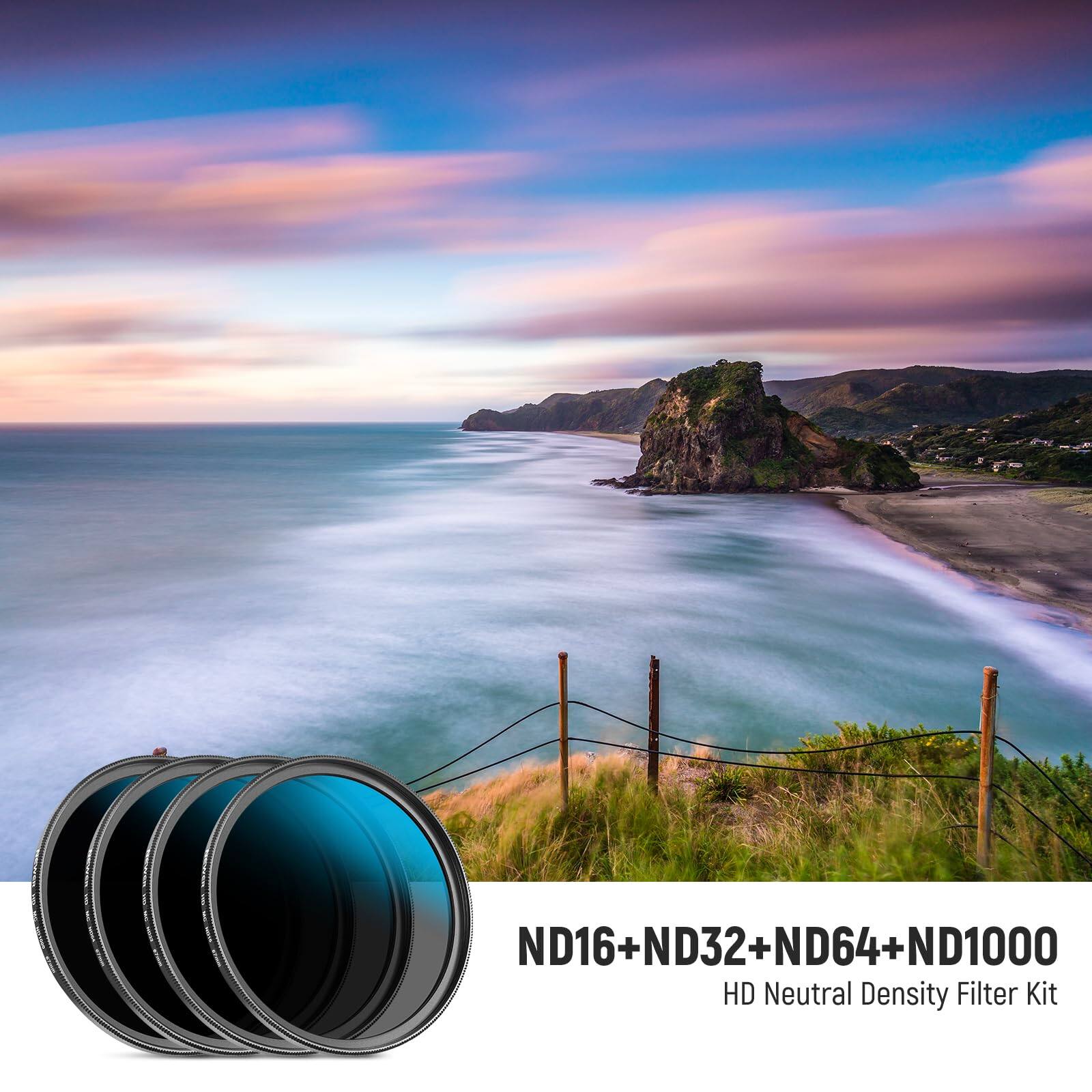 ND16+ND32+ND64+ND1000  
ND16 + ND32 ND64 ND1000  
HD Neutral Density Filter Kit
