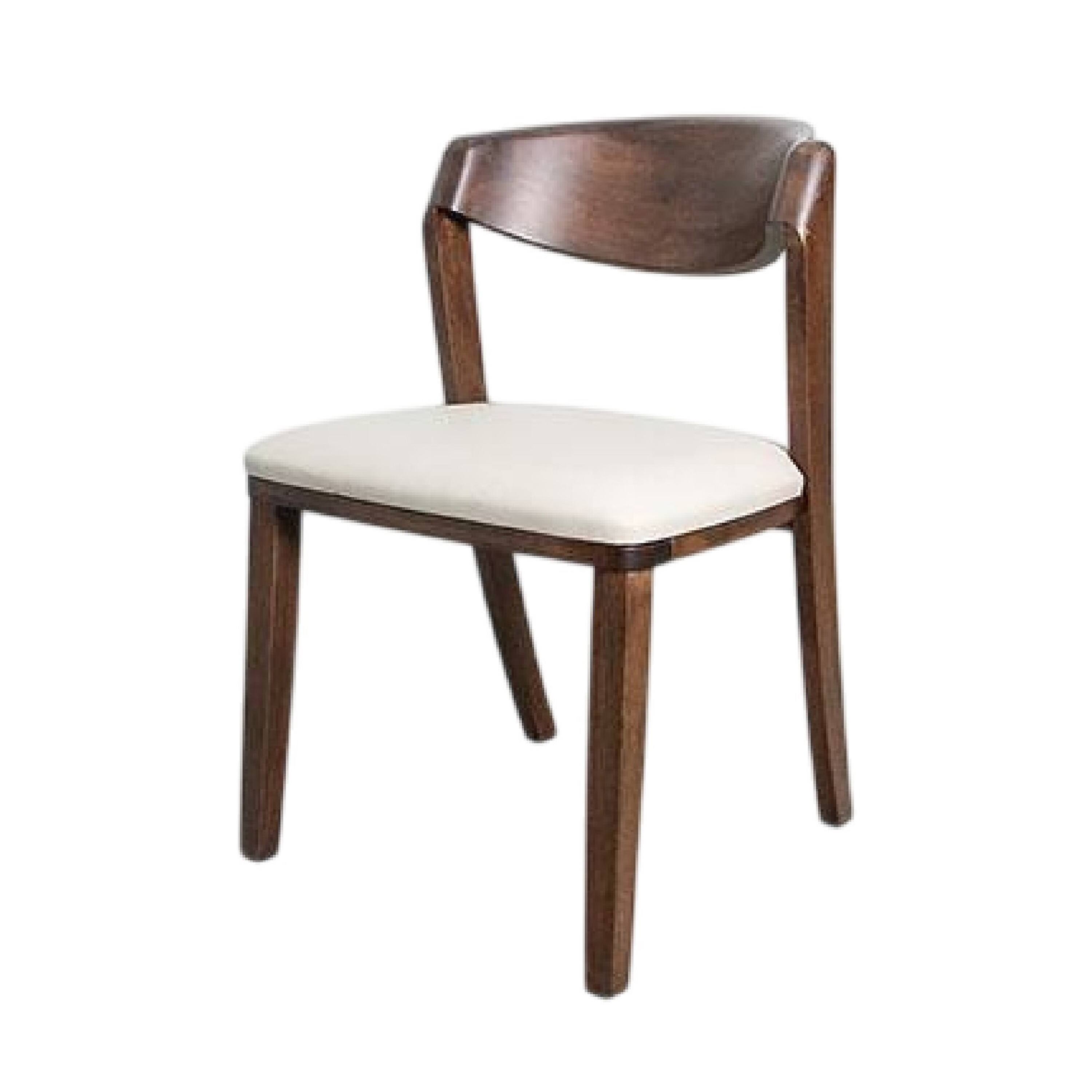Alt View 1. Manhattan Lane - Viki Dining Side Chair Set of 2, Ivory Fabric Seat, Brown Solid Wood - Walnut Brown, Ivory.
