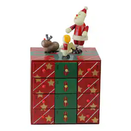 Northlight - 10.5" and Green Elegant Advent Storage Calendar Box - Red