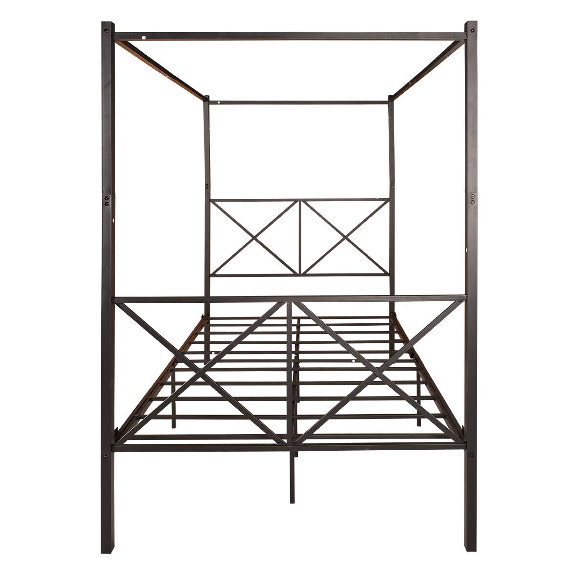 Front. Spaco - Spaco Metal Canopy Full Bed Frame, Platform Bed Frame with X Shaped Frame for Bedroom - Black.