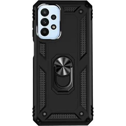 Front. SaharaCase - Military Kickstand Series Case for Samsung Galaxy A23 5G - Black.