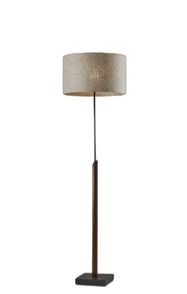 Hivvago - 63 Inch Beige And Black Floor Lamp With Beige Fabric Drum Shade - Beige, Black