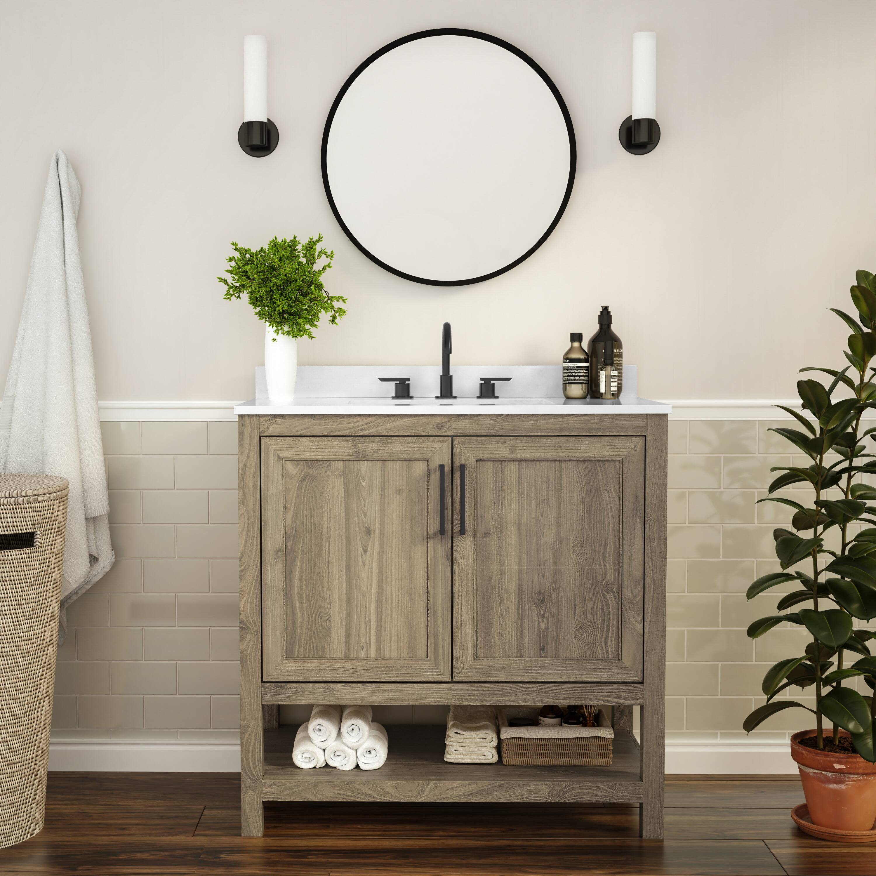 Flash Furniture Vega 36 Inch Bathroom Vanity with Sink Combo, Storage ...
