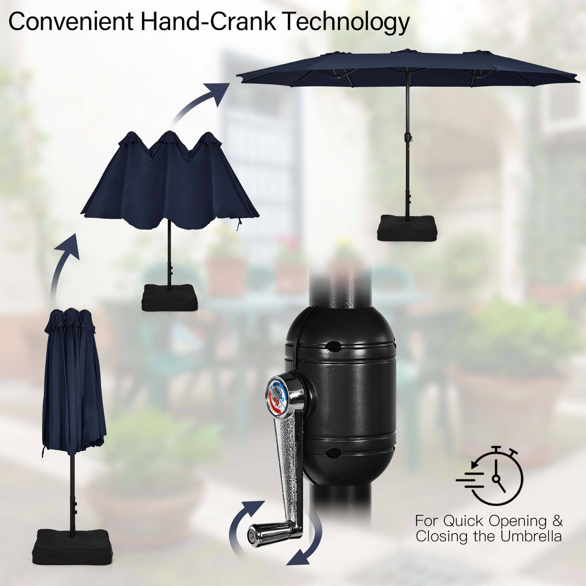 Convenient Hand-Crank Technology: For Quick Opening & Closing the Umbrella
