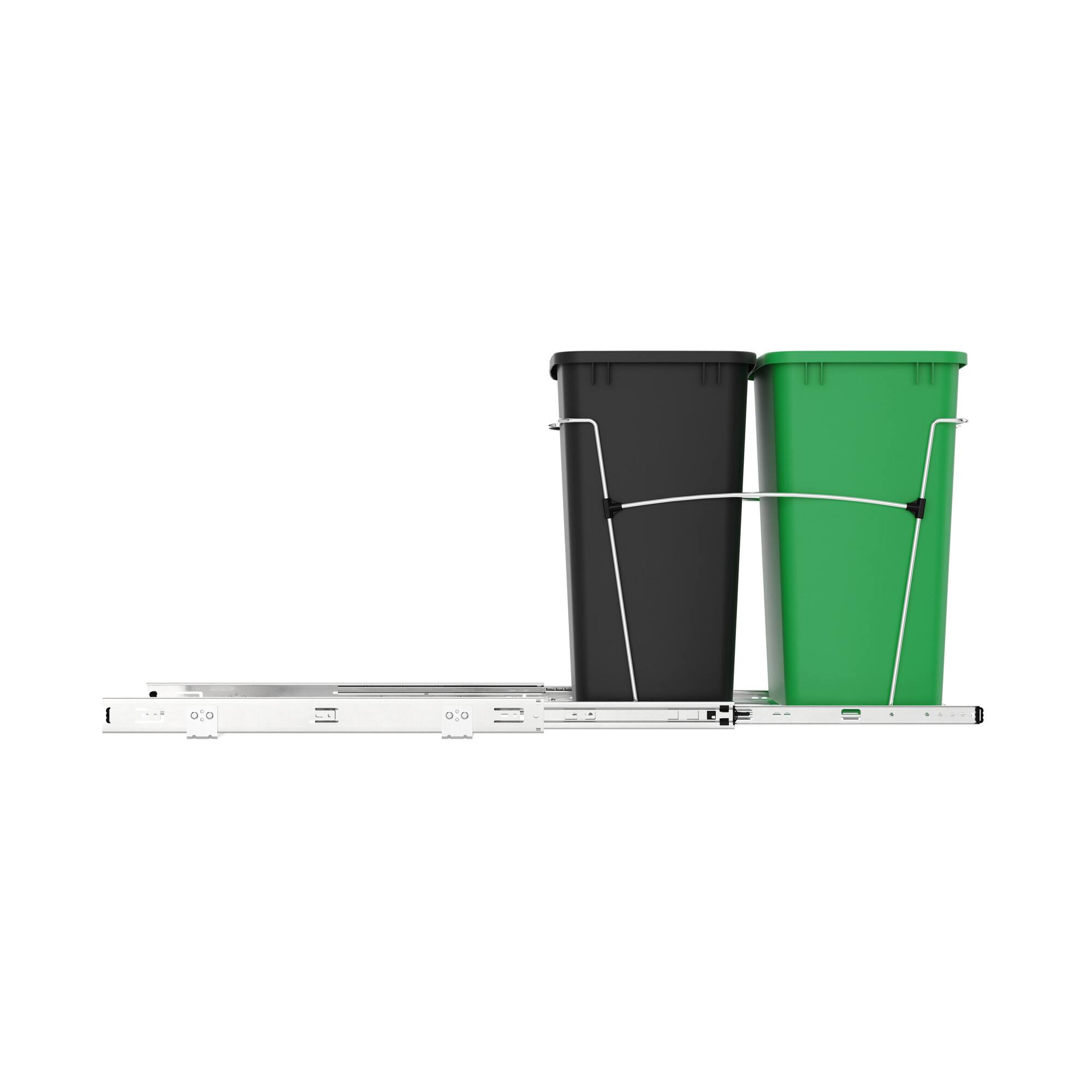 Alt View 5. Rev-A-Shelf - Rev-A-Shelf Double Pullout Trash Can 35 qt. for Kitchen, RV-18KD-1918C-S - Black & Green.