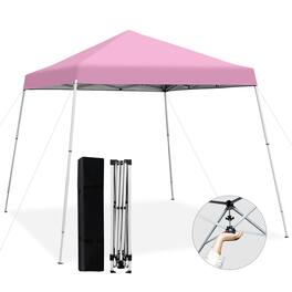 Costway - 10x10ft Patio Outdoor Instant Pop-up Canopy Slanted Leg UPF50+ Sun Shelter - Pink