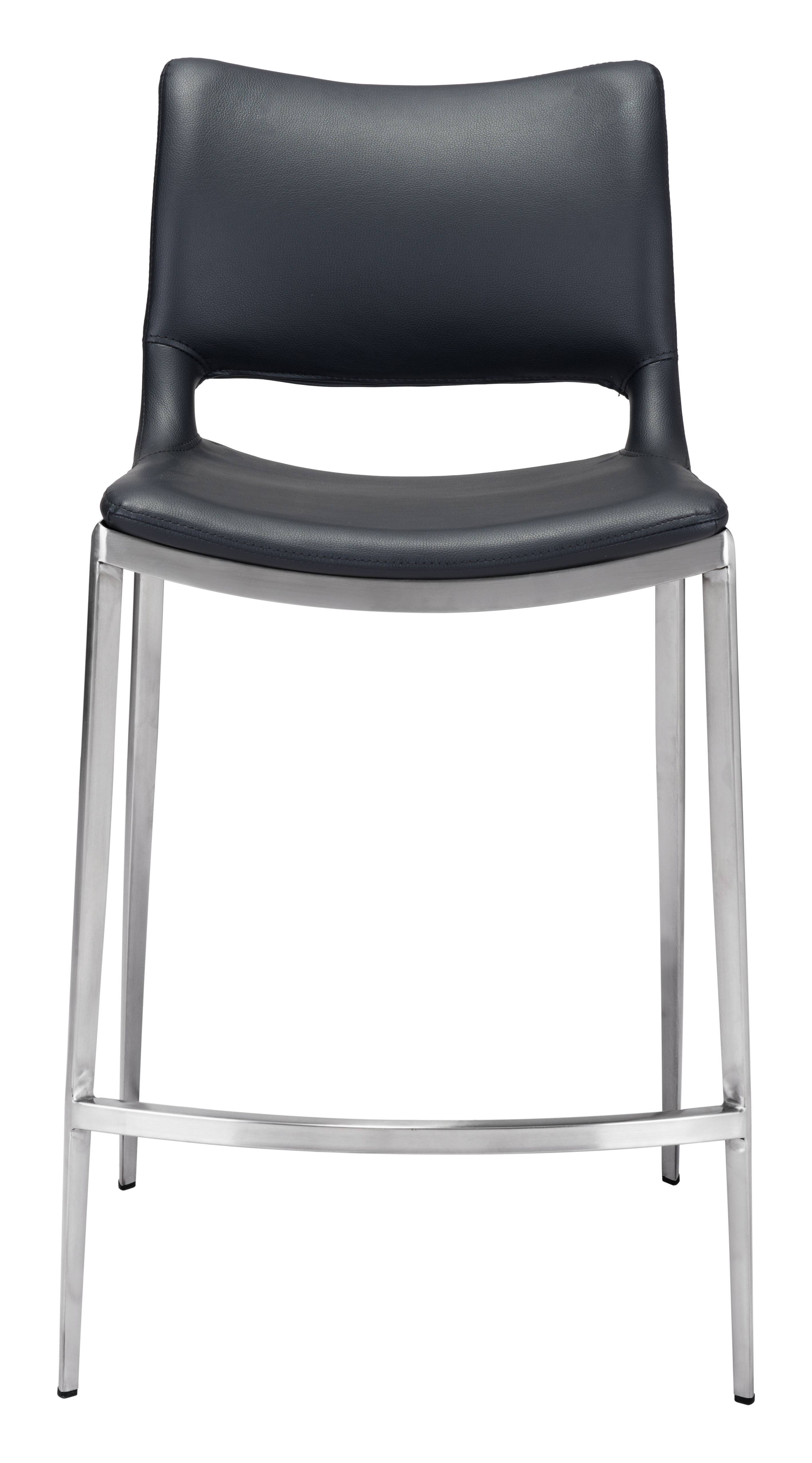 Alt View 1. Hivvago - Ace Counter Stool (Set of 2) Black & Silver - Black & Silver.