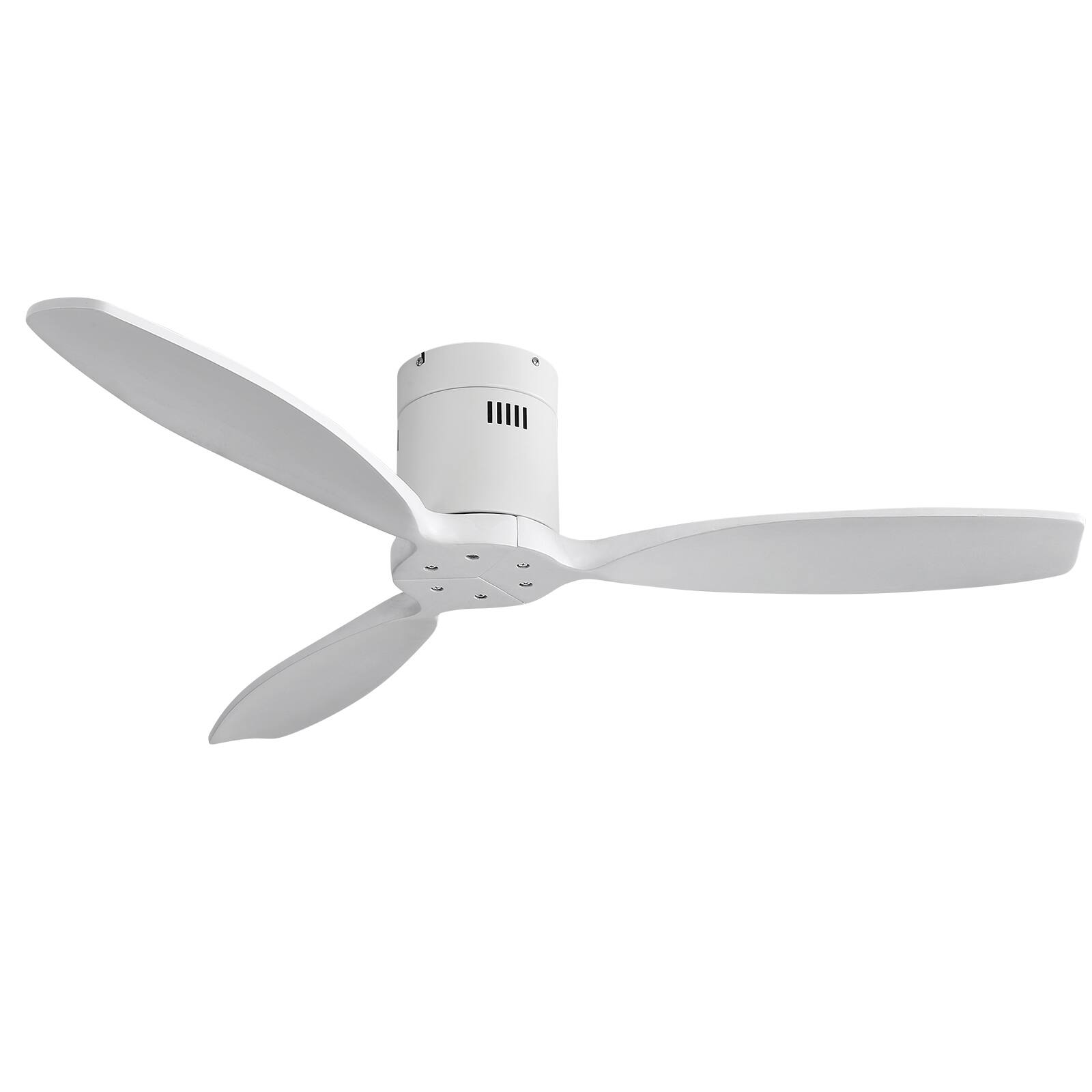 Back. Sofucor - 52'' Flush Mount Ceiling Fan without Lights Remote Control Wood Blades Reversible DC Modern Ceiling Fan Indoor Outdoor - White.