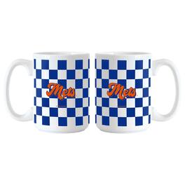 Logo Brands - 2-Pack 15oz. Checkered Wordmark Mug Set - Multicolor