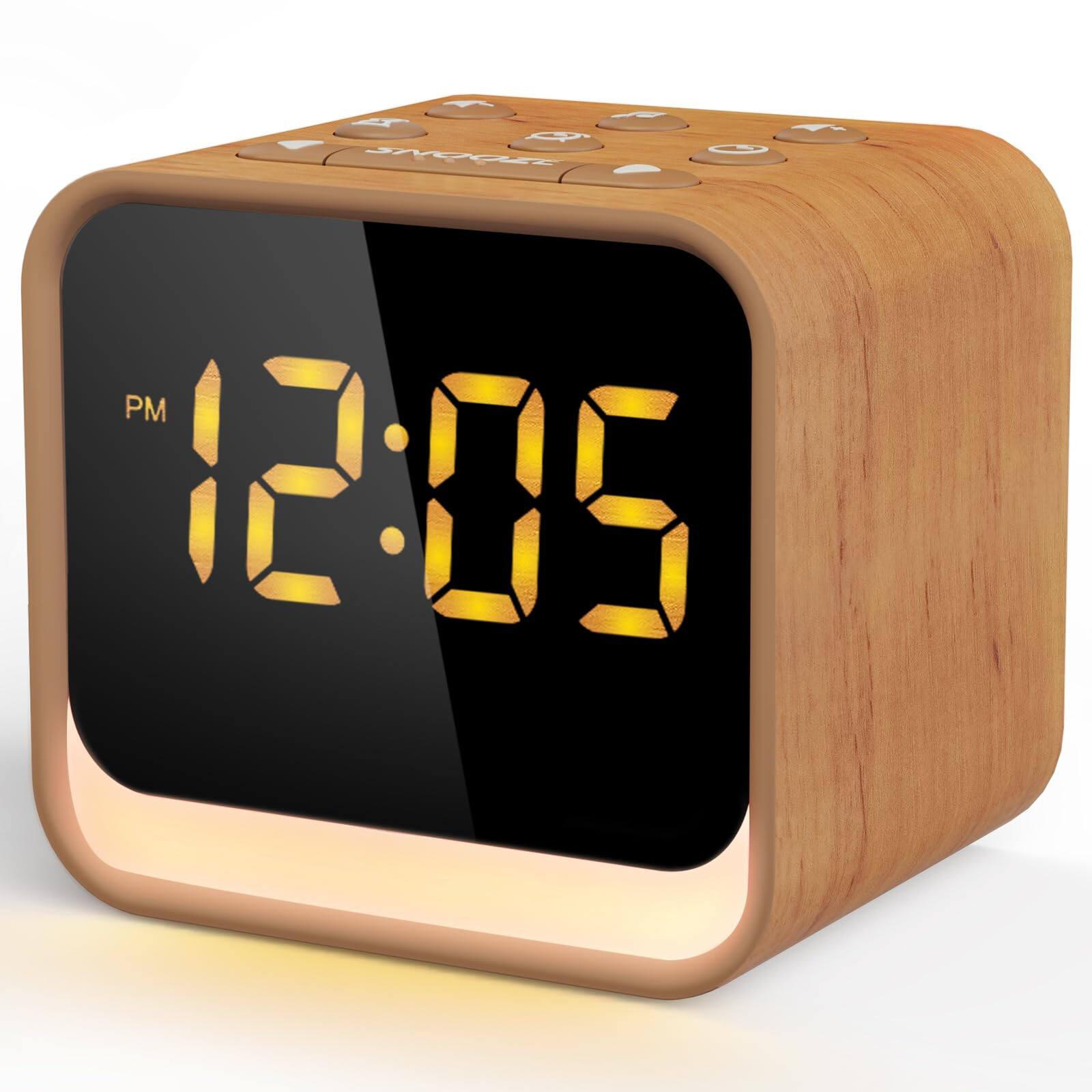 Dazzed Corner - Wooden Sound Machine Alarm Clock, Small Digital Clock - Oak Wood