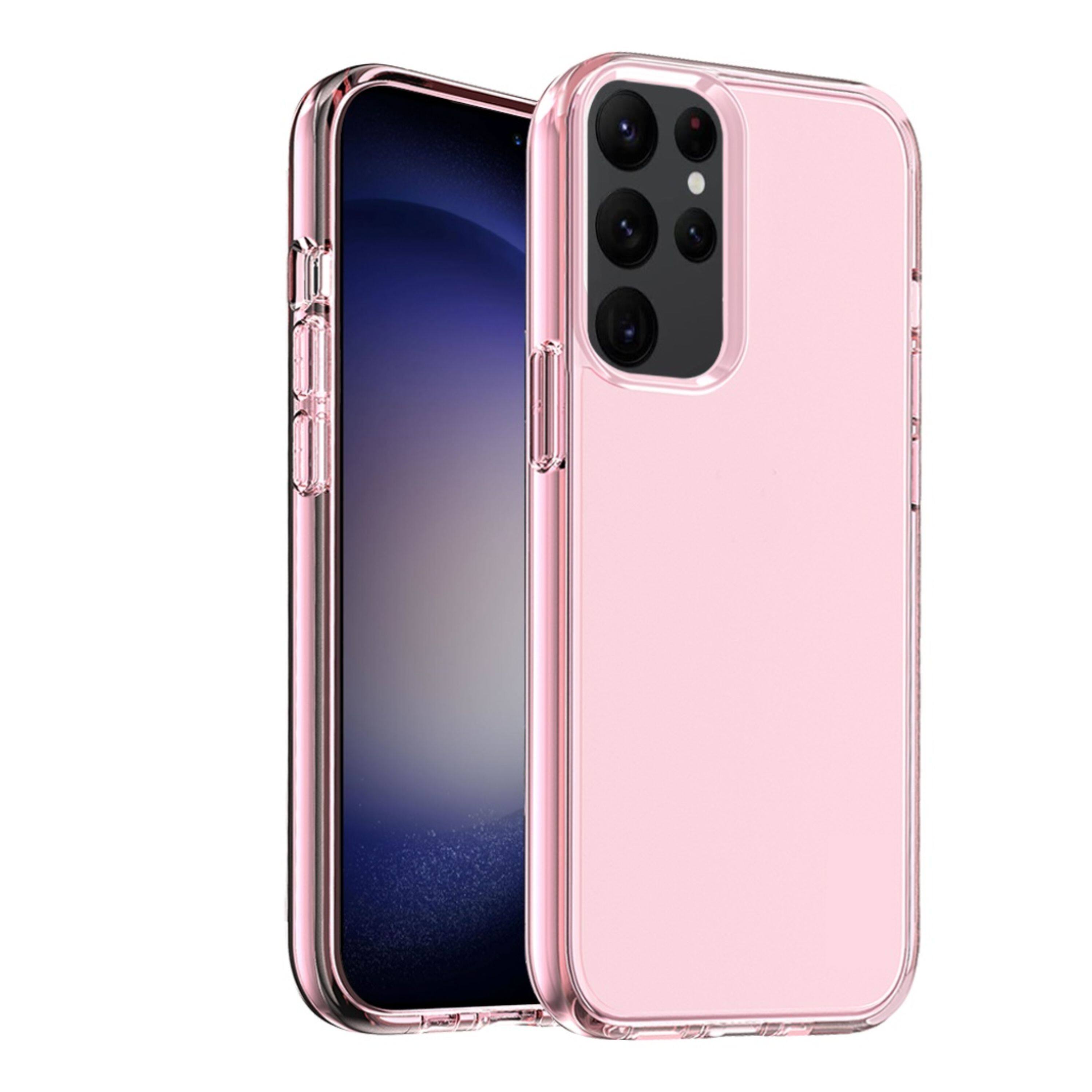 Angle. Kitcheniva - Sturdy Thick Translucent Hybrid Phone Case For Samsung Galaxy S24+ Pink - Pink.