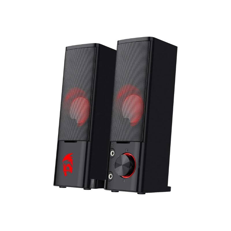 Front. REDRAGON - GS550 PC Gaming Speakers 2.0 Channel Stereo Enhanced Sound, Black - Black.