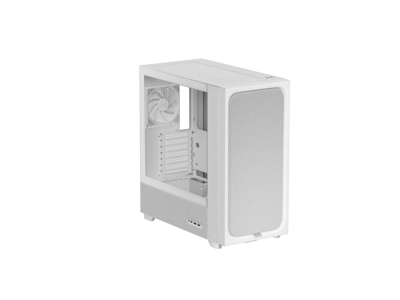 Alt View 1. TRYX - FLOVA Case Mid-Tower, CrossFlow Fan, Tool-Free Build, 58L Spacious Design, Supports RTX 5090 GPU & 360mm Liquid Cooling - White.